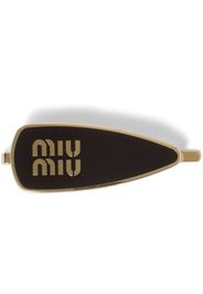 Miu Miu Fermacapelli con logo inciso - Nero