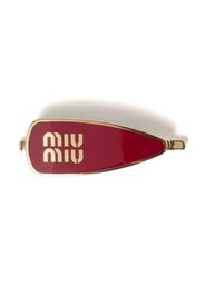 Miu Miu engraved-logo enamel hair clip - Oro