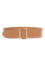 Miu Miu logo-engraved buckle leather belt - Marrone