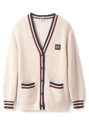 Miu Miu stripe-detail V-neck cardigan - Toni neutri