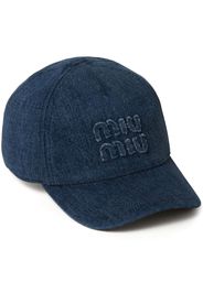 Miu Miu Cappello da baseball denim con ricamo - Blu