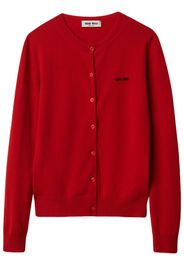 Miu Miu logo-embroidered cashmere cardigan - Rosso