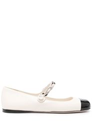 Miu Miu chain-link embellished leather ballerinas - Toni neutri