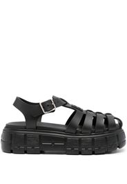 Miu Miu appliqué-logo flatform sandals - Nero