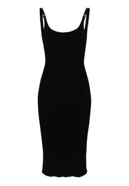 Miu Miu logo-plaque ribbed midi dress - Nero
