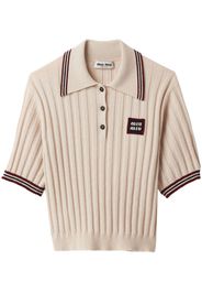 Miu Miu ribbed-knit cashmere polo shirt - Toni neutri