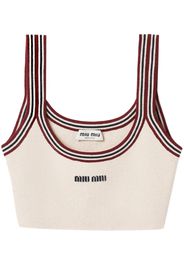 Miu Miu stripe-trim cashmere cropped top - Toni neutri