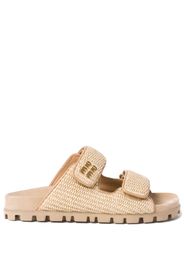 Miu Miu touch-strap raffia sandals - Toni neutri