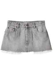 Miu Miu logo-embroidered denim miniskirt - Grigio