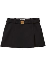 Miu Miu logo-plaque wool miniskirt - Nero