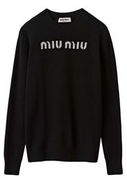 Miu Miu logo-jacquard cashmere jumper - Nero