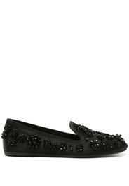 Miu Miu floral-motif satin ballerina shoes - Nero