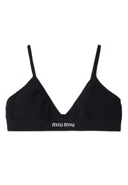 Miu Miu seamless triangle cotton bra - Nero