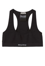 Miu Miu logo-print seamless sports bra - Nero