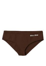Miu Miu logo-print bikini bottoms - Marrone