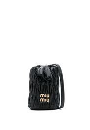 Miu Miu logo-lettering matelassé mini bag - Nero
