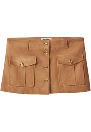 Miu Miu suede flap-pocket miniskirt - Marrone