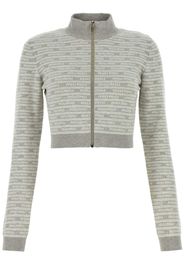 Miu Miu intarsia-logo cropped cardigan - Grigio
