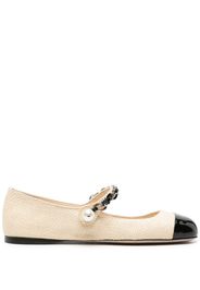Miu Miu square-toe raffia ballerina shoes - Toni neutri