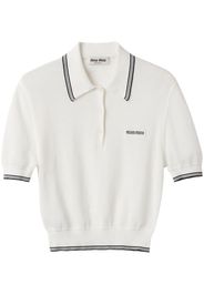 Miu Miu Polo con dettagli a righe - Bianco