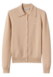 Miu Miu Cardigan con logo a intarsi - Toni neutri