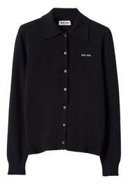 Miu Miu Cardigan con logo a intarsi - Nero