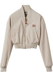 Miu Miu Panama cropped bomber jacket - Toni neutri
