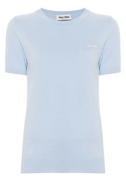 Miu Miu Top con logo a intarsio - Blu