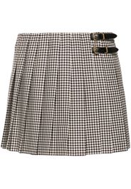 Miu Miu checked pleated miniskirt - Marrone