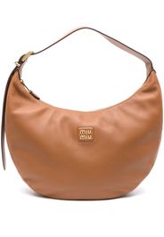Miu Miu Borsa a spalla con placca logo - Marrone