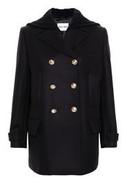 Miu Miu Cappotto con applicazione logo - Blu