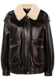 Miu Miu Bomber con scritta logo - Marrone