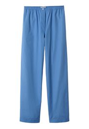 Miu Miu embroidered-logo poplin trousers - Blu