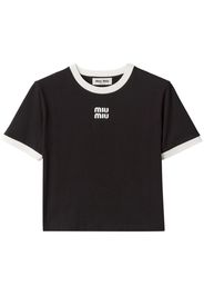 Miu Miu T-shirt con applicazione crop - Nero