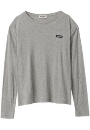 Miu Miu Long-sleeved ribbed jersey T-shirt - F0031 GREY