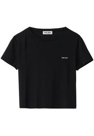 Miu Miu logo-embroidered T-shirt - Nero
