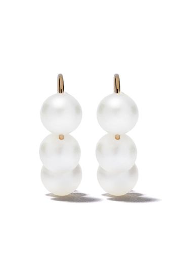 14kt yellow gold 3 pearls pin earrings