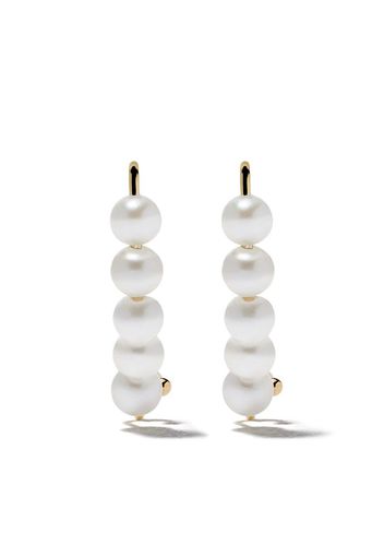 14kt yellow gold 5 pearls pin earrings