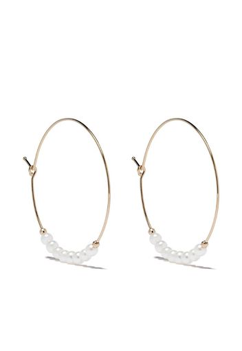 14kt yellow gold pearl hoop earrings