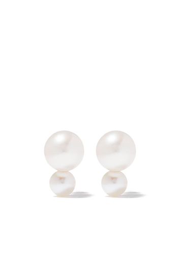 14kt gold double pearl earrings