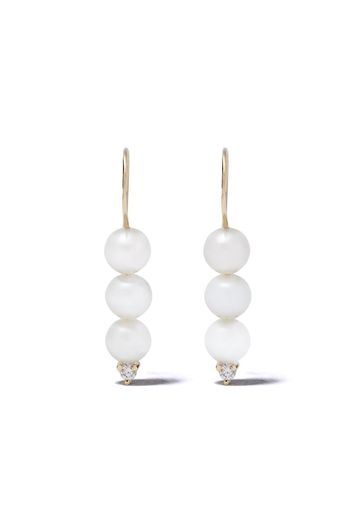 14kt gold diamond pearl earrings