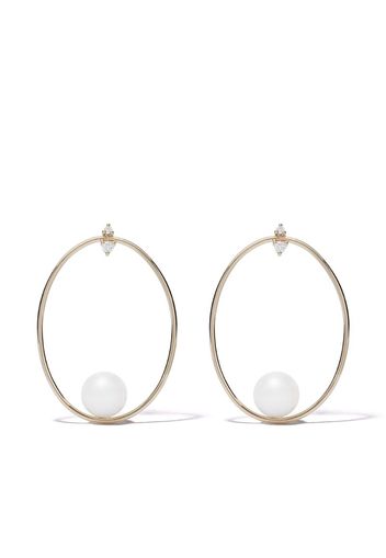 14kt gold Sea of Beauty oval pearl diamond earrings