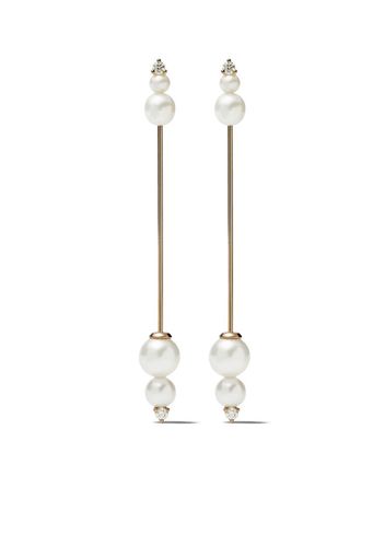 14kt gold Sea of Beauty diamond pearl long earrings