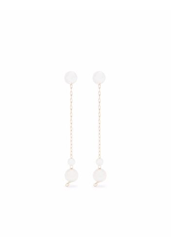 Mizuki 14kt yellow gold two way double pearl chain drop earrings - Oro