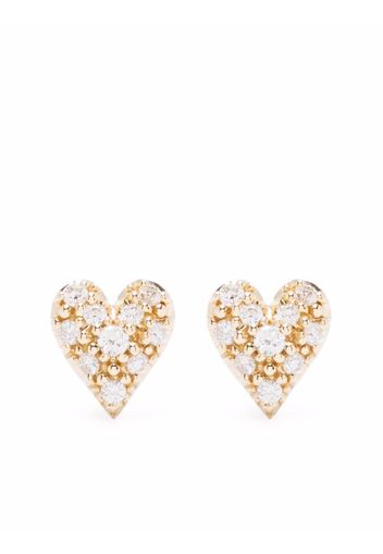 Mizuki 14kt yellow gold small diamond heart stud earrings - Oro