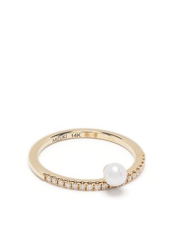 Mizuki 14kt yellow gold Sea of Beauty diamond and pearl band ring - Oro