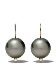 14kt gold diamond pearl earrings