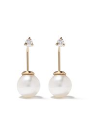 14kt gold diamond pearl earrings