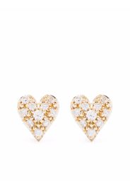 Mizuki 14kt yellow gold small diamond heart stud earrings - Oro