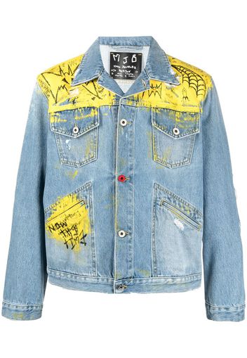 SlocogShops, graffiti - print distressed denim jacket, Isabel Marant Etoile  Mexica Printed Shirt